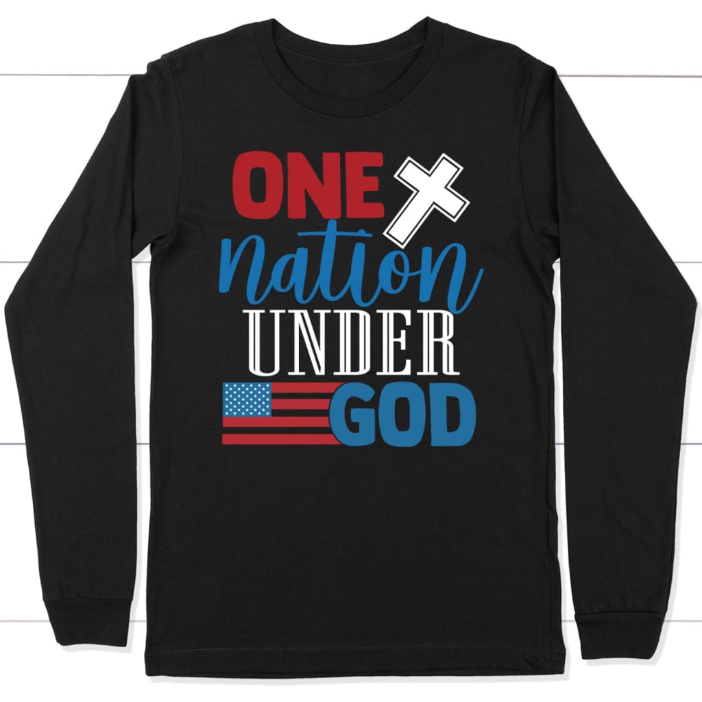 One nation under God long sleeve shirt Black / S