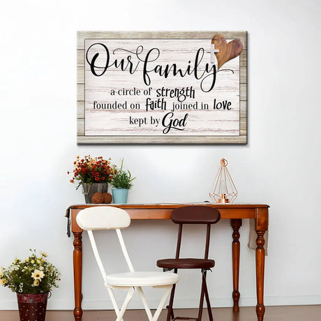 Inspirational Christian wall art for families, scripture-based gift for birthdays or housewarmings.