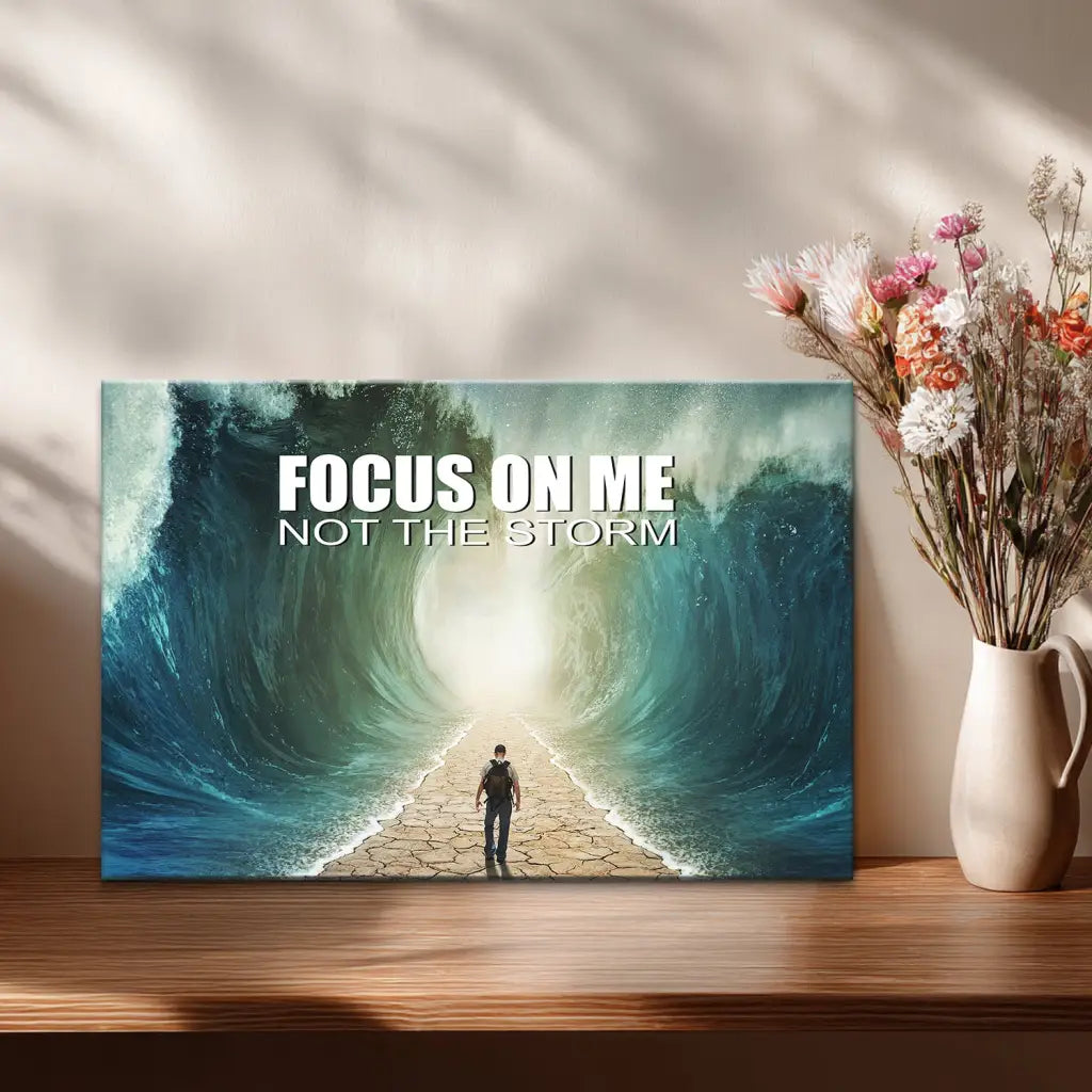 Parting of the Red Sea Focus On Me Not The Storm Christian Wall Art Canvas