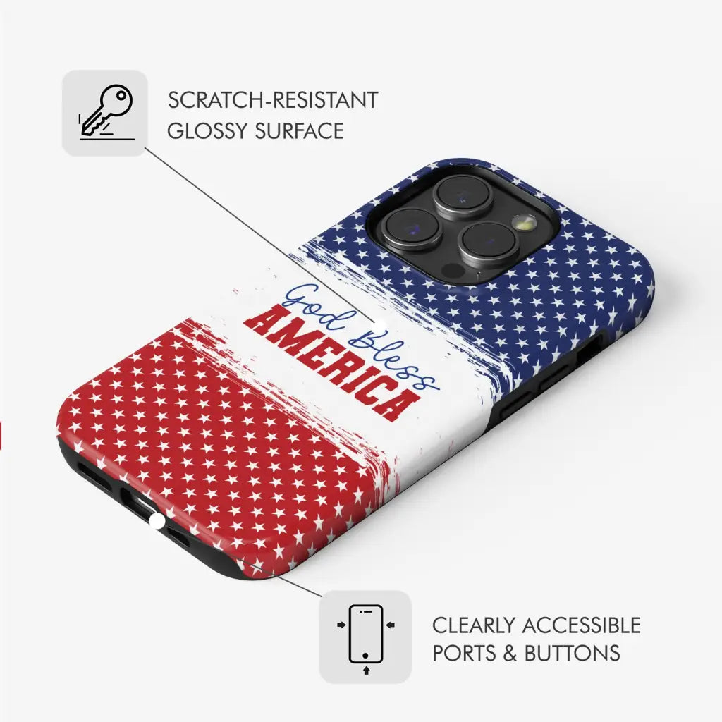 Patriotic Christian phone case: God bless America