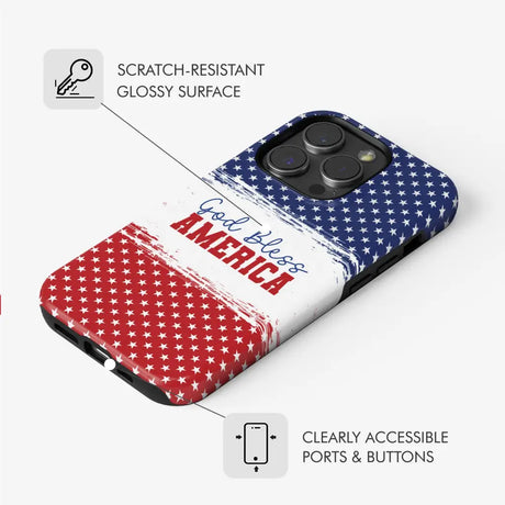 Patriotic Christian phone case: God bless America