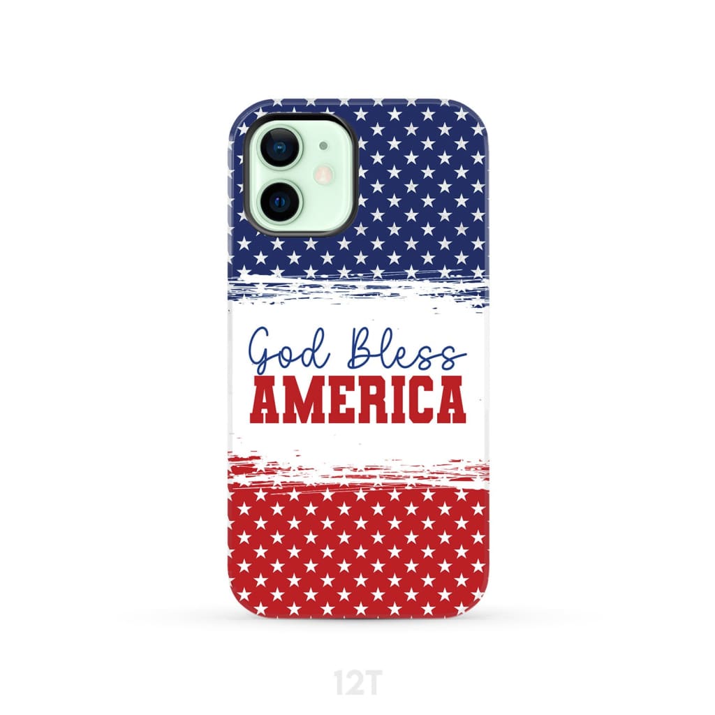 Patriotic Christian phone case: God bless America iPhone 12 / Tough Case