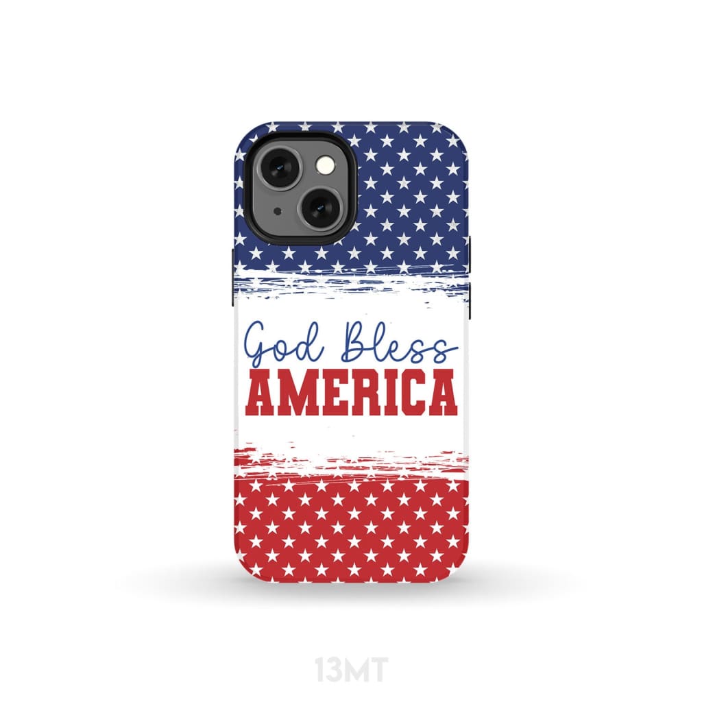 Patriotic Christian phone case: God bless America iPhone 13 Mini / Tough Case