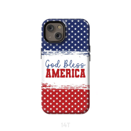 Patriotic Christian phone case: God bless America iPhone 14 / Tough Case