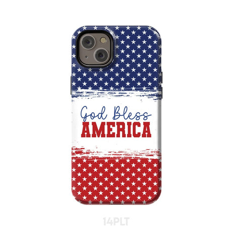 Patriotic Christian phone case: God bless America iPhone 14 Plus / Tough Case