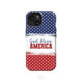 Patriotic Christian phone case: God bless America iPhone 15 / Tough Case