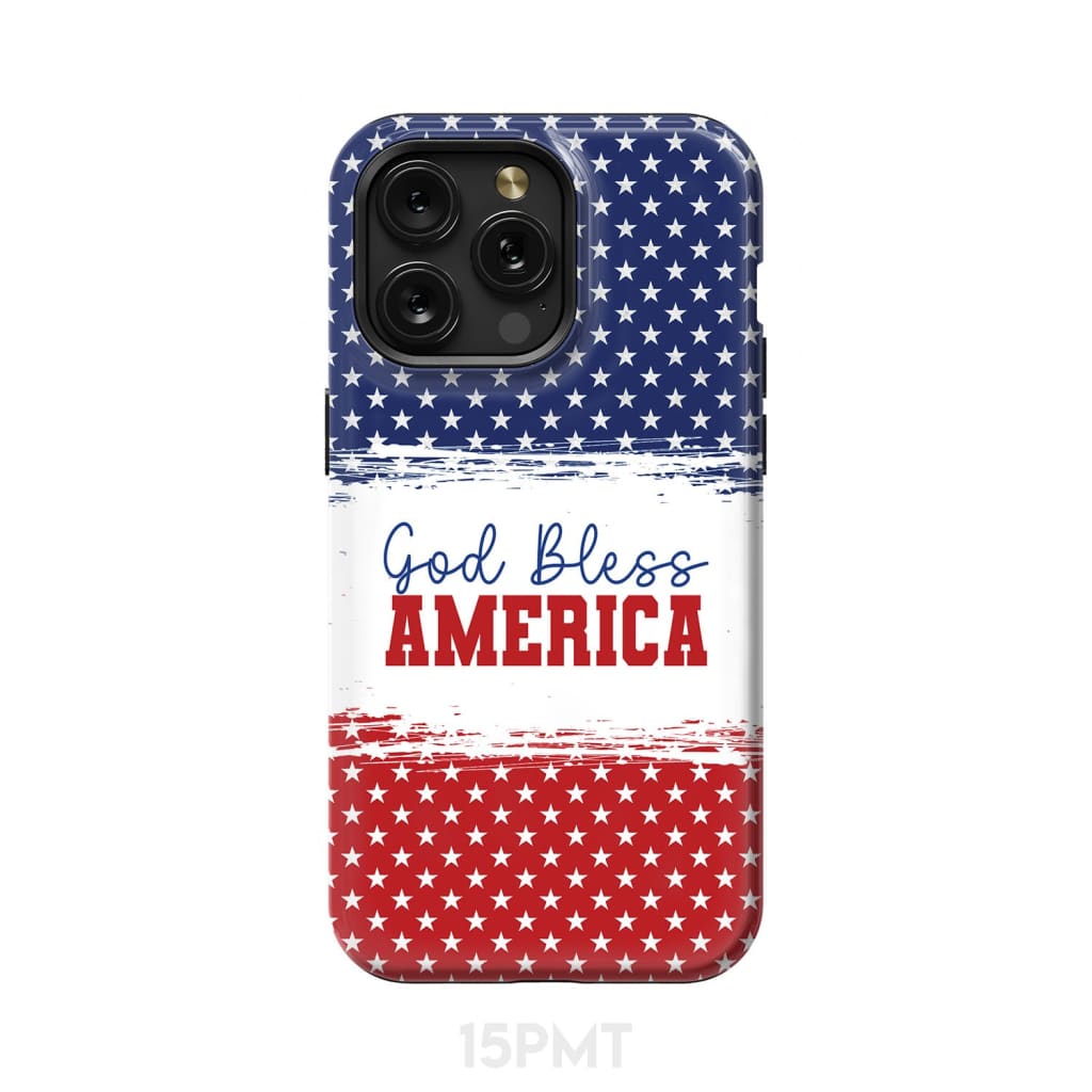 Patriotic Christian phone case: God bless America iPhone 15 Pro Max / Tough Case
