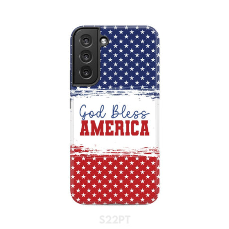 Patriotic Christian phone case: God bless America Samsung Galaxy S22 Plus / Tough Case