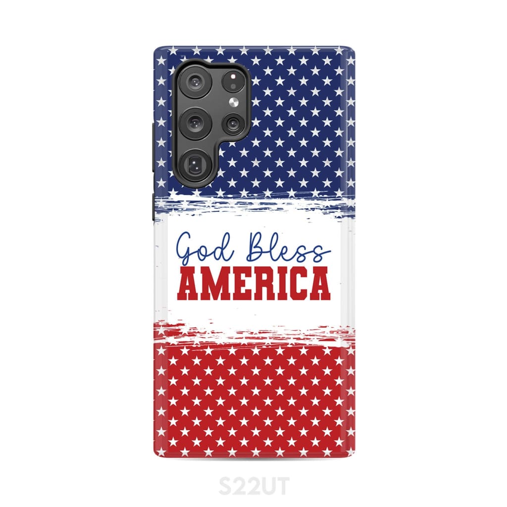 Patriotic Christian phone case: God bless America Samsung Galaxy S22 Ultra / Tough Case