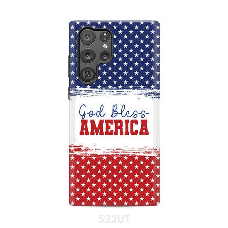 Patriotic Christian phone case: God bless America Samsung Galaxy S22 Ultra / Tough Case
