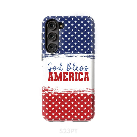 Patriotic Christian phone case: God bless America Samsung Galaxy S23 Plus / Tough Case