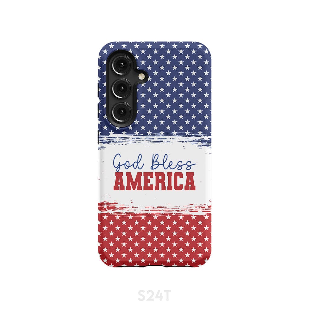 Patriotic Christian phone case: God bless America Samsung Galaxy S24 / Tough Case