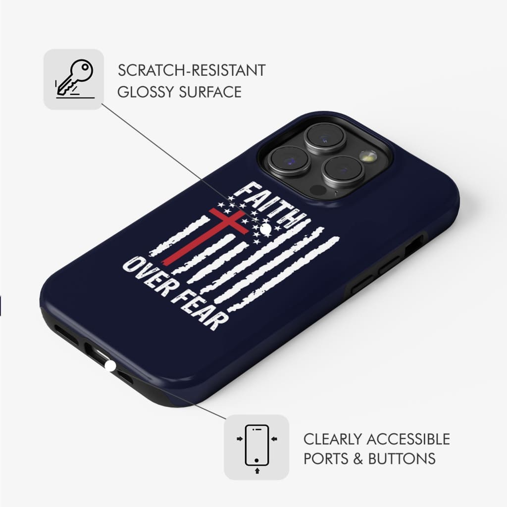 Patriotic Christian phone cases: Faith over fear American flag case