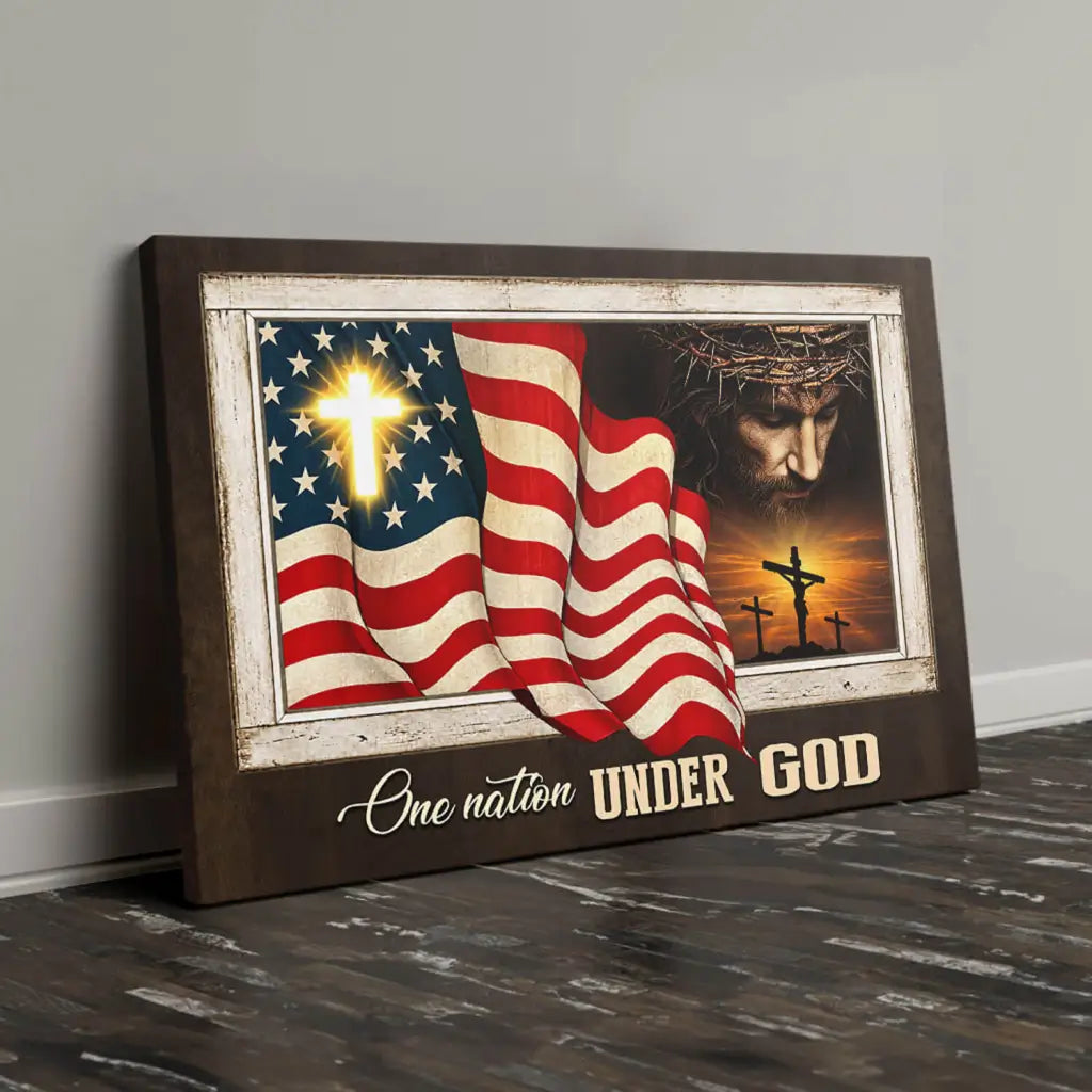 Patriotism Christian One Nation Under God Wall Art Canvas