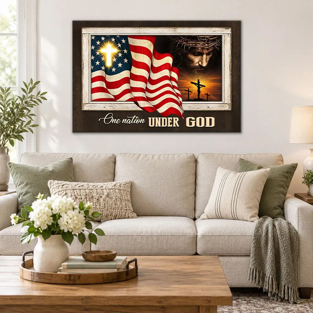 Patriotism Christian One Nation Under God Wall Art Canvas