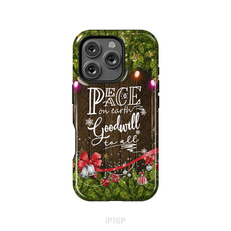 Peace on earth goodwill to all Christmas phone case iPhone 16 Pro / Tough Case