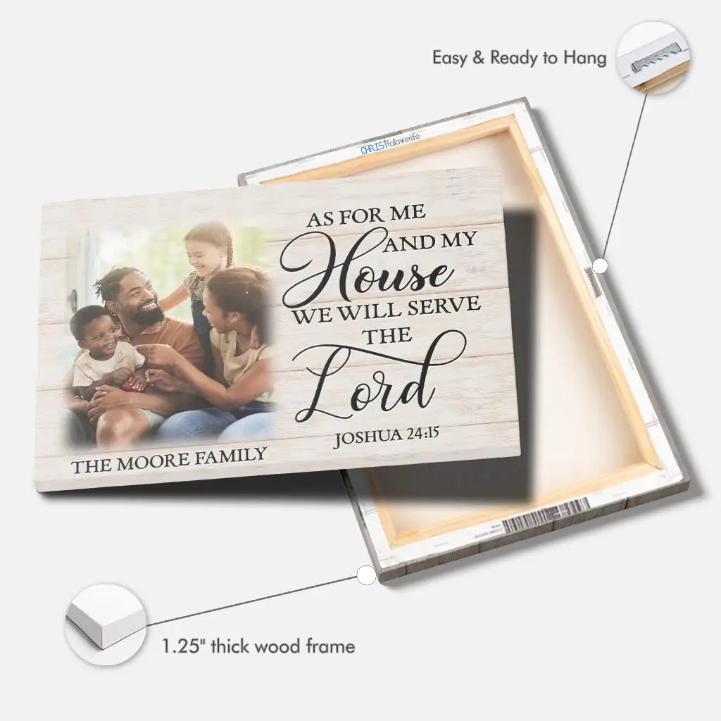 Personalized As for Me and My House Joshua 24:15 Custom Family Name &amp; Photo Wall Art Canvas