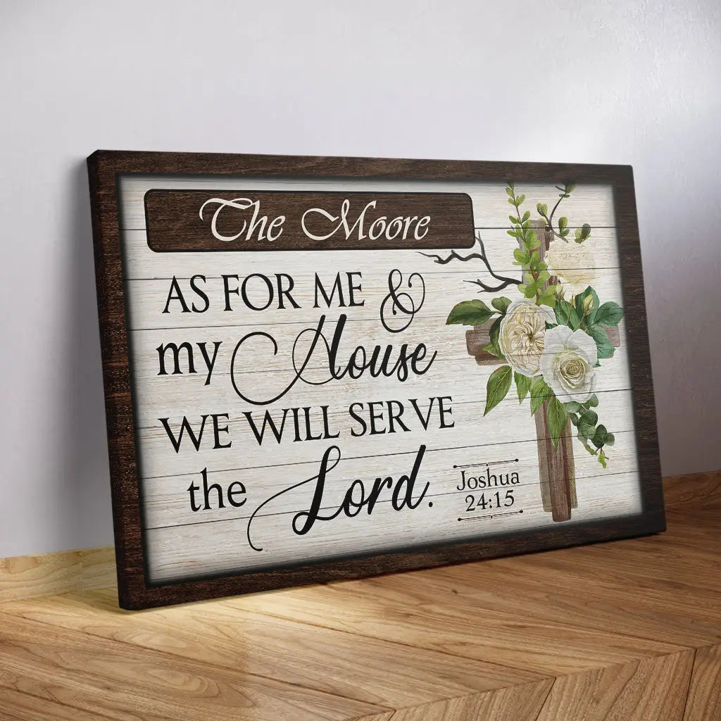 Personalized ’As For Me And My House We Will Serve The Lord’ Wall Art Canvas With Custom Family Name