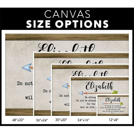 Personalized ’Be Strong and Courageous Joshua 1:9’ Wall Art Canvas Size Options