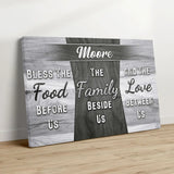 Personalized Bless the Food Before Us Custom Family Name Wall Art Canvas