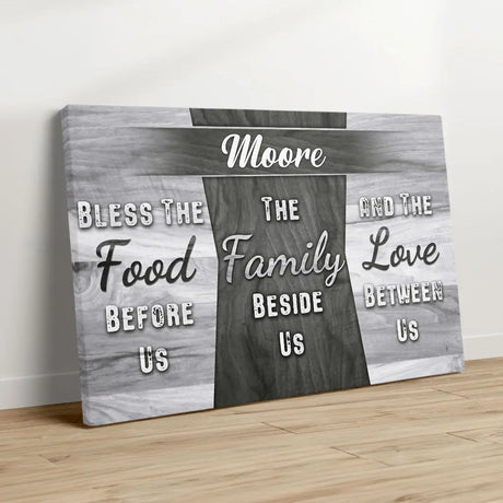 Personalized Bless the Food Before Us Custom Family Name Wall Art Canvas