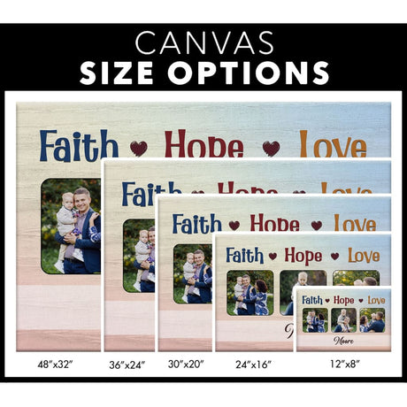 Personalized Faith hope love wall art canvas size options