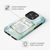 Inspirational phone case with Isaiah 41:10 Bible verse and custom name, great for religious and custom gifts.