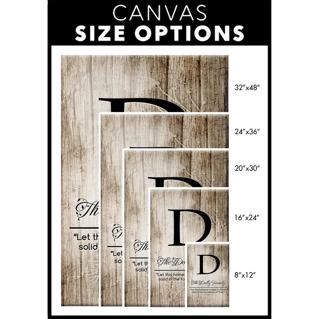 Personalized ’Let This Home Be Rooted in Christ’ Wall Art with Custom Family Name &amp; Initial / Canvas size options.