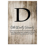 Christian home decor canvas with "Let This Home Be Rooted in Christ" and personalized family details, ideal for heartfelt gifts.