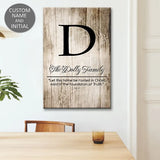 Customizable wall art featuring "Let This Home Be Rooted in Christ" with family name and initial, perfect for Christian wall decor.