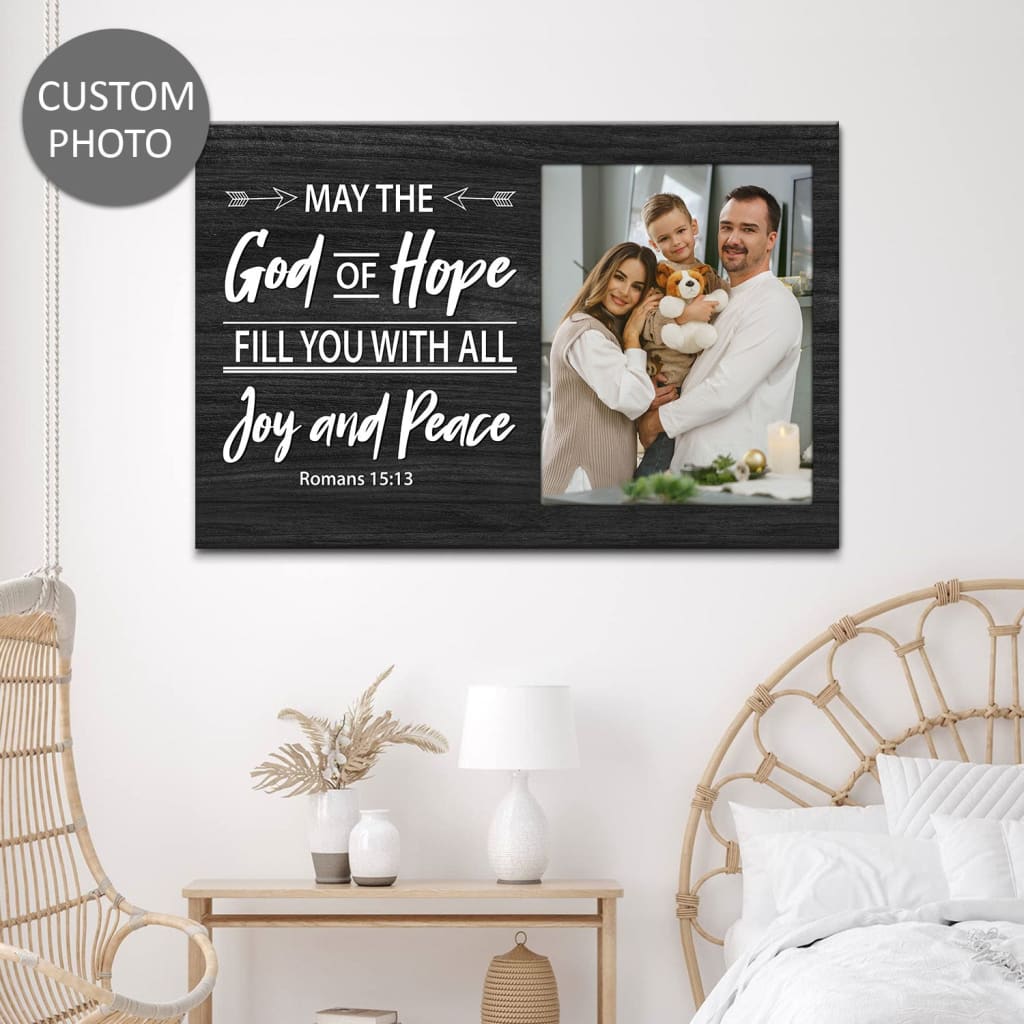 Personalized May the God of hope fill you with all joy and peace wall art canvas