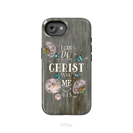 Philippians 4:13 I can do all things through Christ Bible verse phone case iPhone 16e / Tough Case