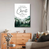 Philippians 4:13 I Can Do All Things Through Christ Christian wall art canvas with mountain