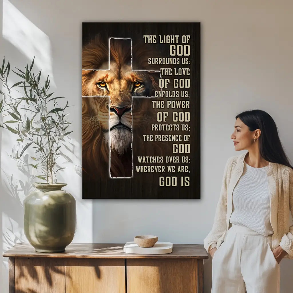 The light and power of God prayer wall art, Christian decor, Jesus protection Scripture canvas.