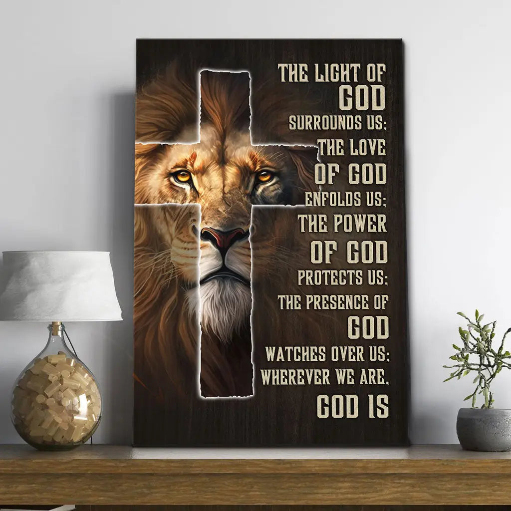 Christian warrior and Lion of Judah canvas, faith-based artwork, inspirational wall art gift. Portrait