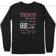 Proverbs 31:25 Strength And Dignity Are Her Clothing Long Sleeve Shirt Black / S