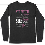 Proverbs 31:25 Strength And Dignity Are Her Clothing Long Sleeve Shirt Dark Grey Heather / S