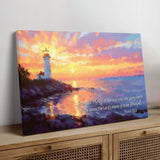 Bible verse wall art canvas print with Psalm 113:3, "From The Rising Of The Sun," and a sunrise lighthouse, ideal Christian home decor.
