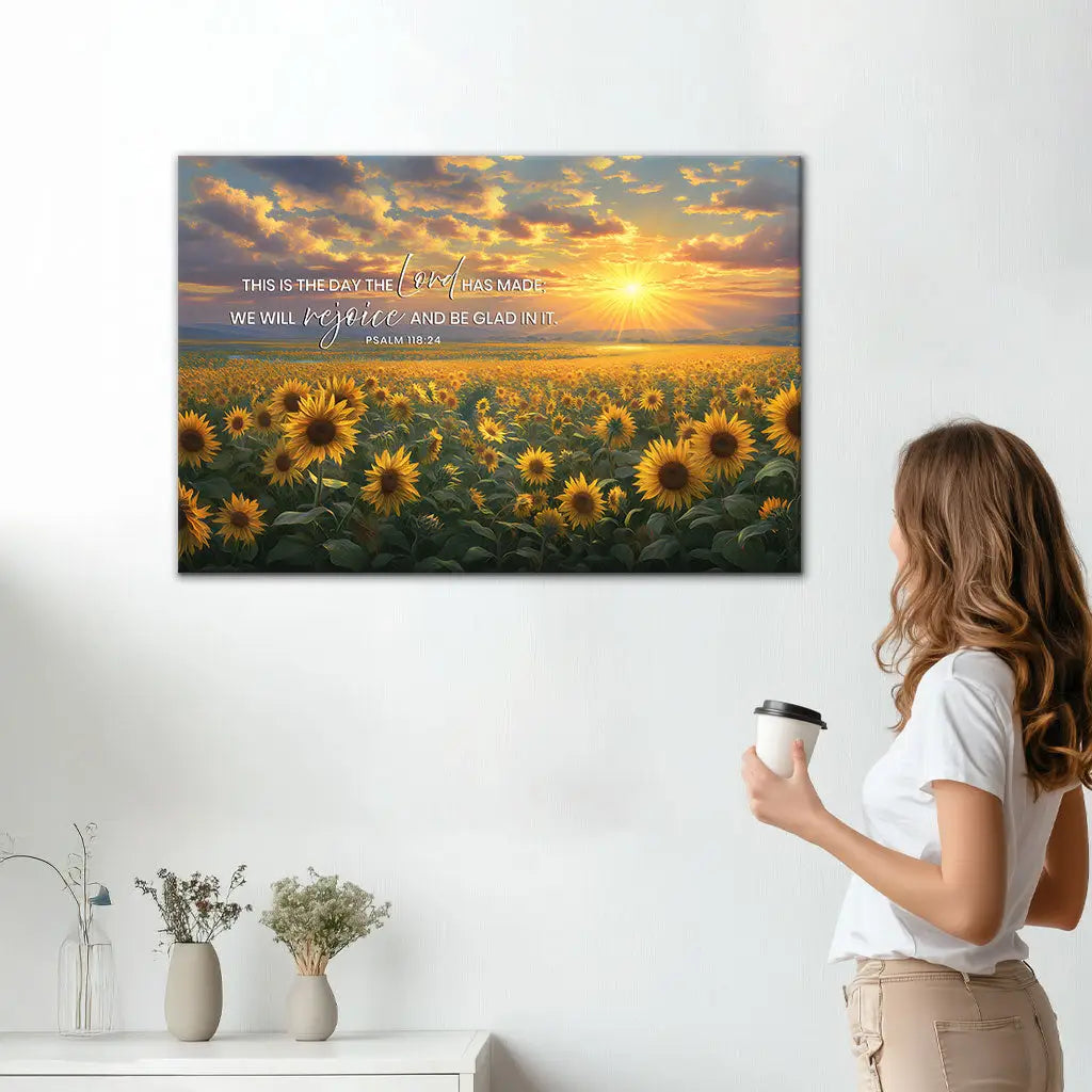 Faith-based wall décor with Bible verse and sunflower, Christian gift for home, friends, or church members.