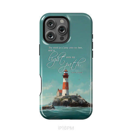 Psalm 119:105 Thy Word Is A Lamp Lighthouse Phone Case iPhone 16 Pro Max / Tough Case