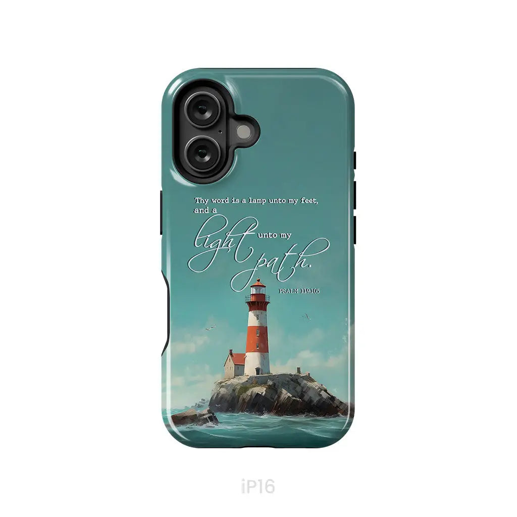 Psalm 119:105 Thy Word Is A Lamp Lighthouse Phone Case iPhone 16 / Tough Case