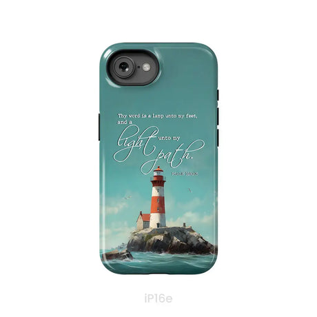 Psalm 119:105 Thy Word Is A Lamp Lighthouse Phone Case iPhone 16e / Tough Case