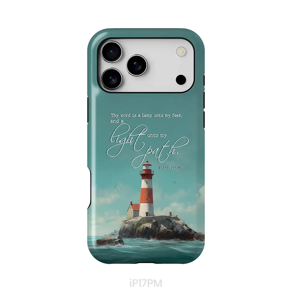 Psalm 119:105 Thy Word Is A Lamp Lighthouse Phone Case iPhone 17 Pro Max / Tough Case