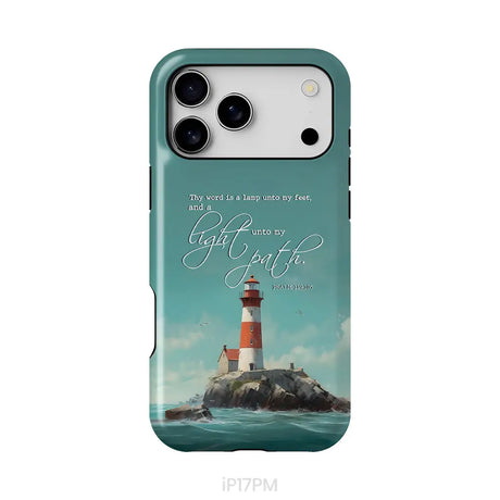 Psalm 119:105 Thy Word Is A Lamp Lighthouse Phone Case iPhone 17 Pro Max / Tough Case