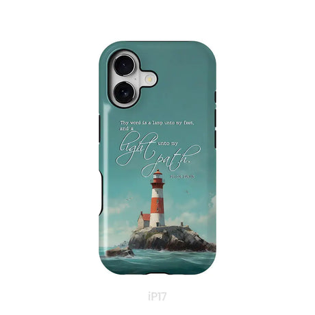 Psalm 119:105 Thy Word Is A Lamp Lighthouse Phone Case iPhone 17 / Tough Case