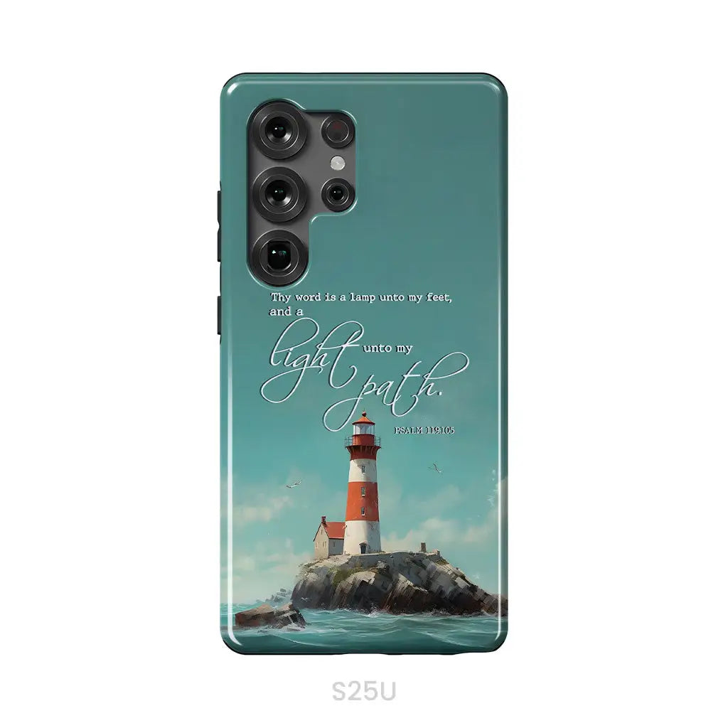Psalm 119:105 Thy Word Is A Lamp Lighthouse Phone Case Samsung Galaxy S25 Ultra / Tough Case