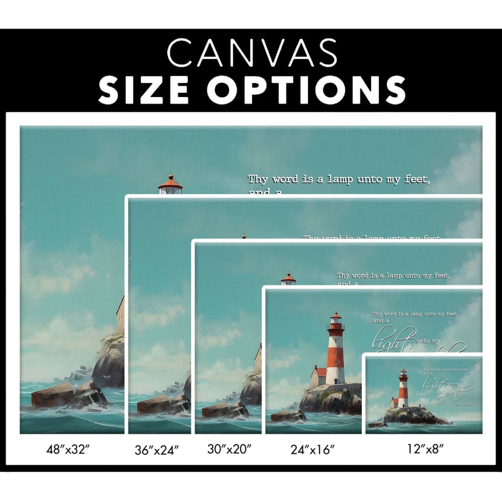 Lighthouse Psalm 119:105 Thy Word Is A Lamp Wall Art Canvas Size Options