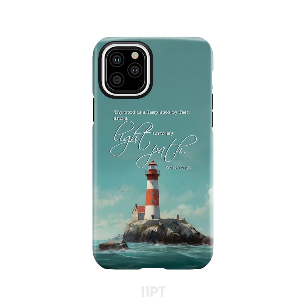 Psalm 119:105 Thy Word is a Lamp Lighthouse Phone Case iPhone 11 Pro / Tough