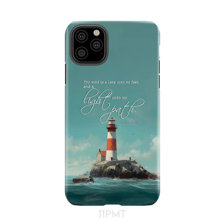 Psalm 119:105 Thy Word is a Lamp Lighthouse Phone Case iPhone 11 Pro Max / Tough