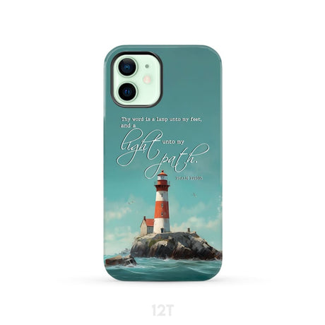 Psalm 119:105 Thy Word is a Lamp Lighthouse Phone Case iPhone 12 / Tough